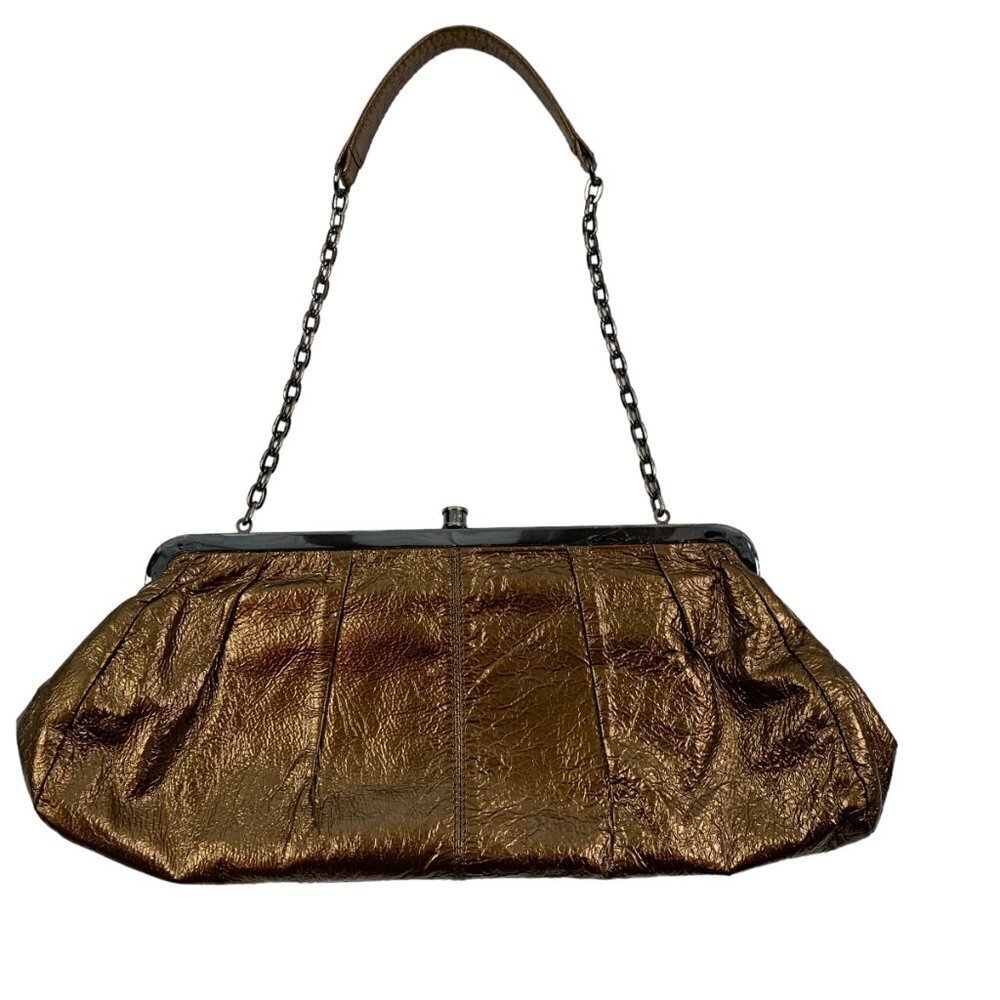 HOBO International Convertible Bronze Metallic Clutch With Chain Strap